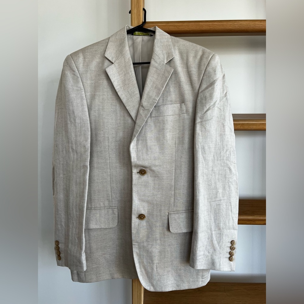 Men’s linen/rayon blend suit.